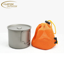 Titanium Pot Mug Outdoor Ultralight Portable titanium Camping pots Picnic Water Cup 550ml accesorios camping